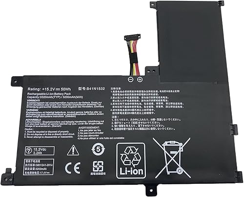 Batería para portátil B41N1532 compatible con Asus Zenbook Flip UX560 UX560UA UX560UA-1B Q504U Q504UA Q504UAK Q504UA-BBI5T12 Q504UA-BHI5T13