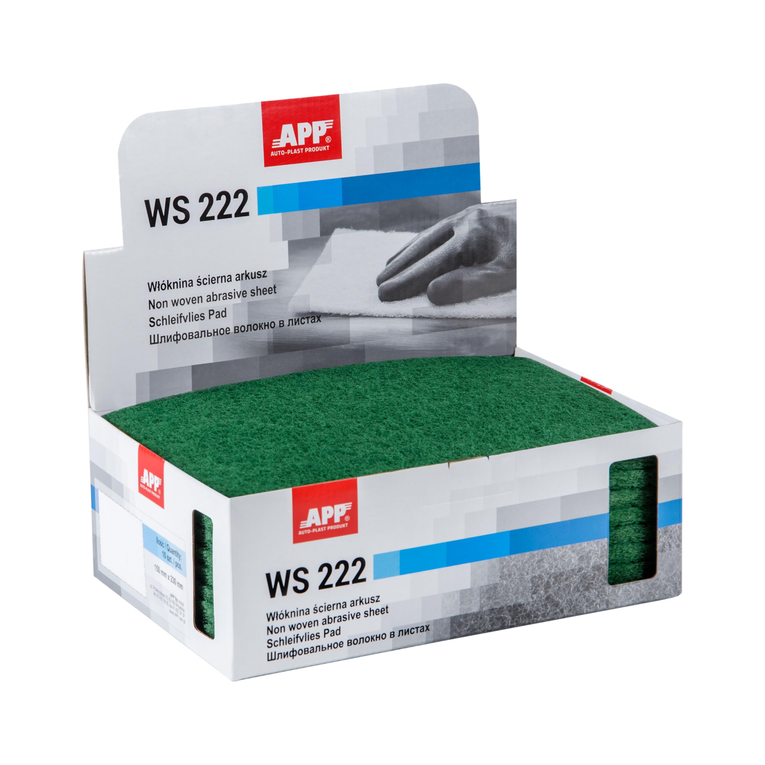 Carta abrasiva in tessuto non tessuto 150 x 230 mm grana grossa 240-280 lotto da 10 verde per levigatrici su legno metallo acciaio inossidabile
