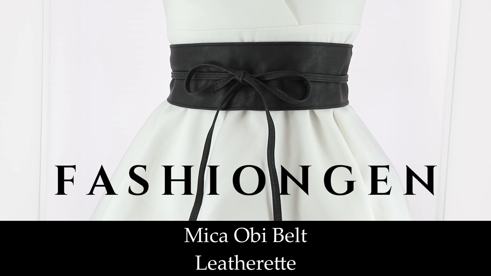 Wide Waist Belt - 3.5 Inch Obi Style, Polyurethane Leatherette, S-M Leather Obi Belt - Black main image 2