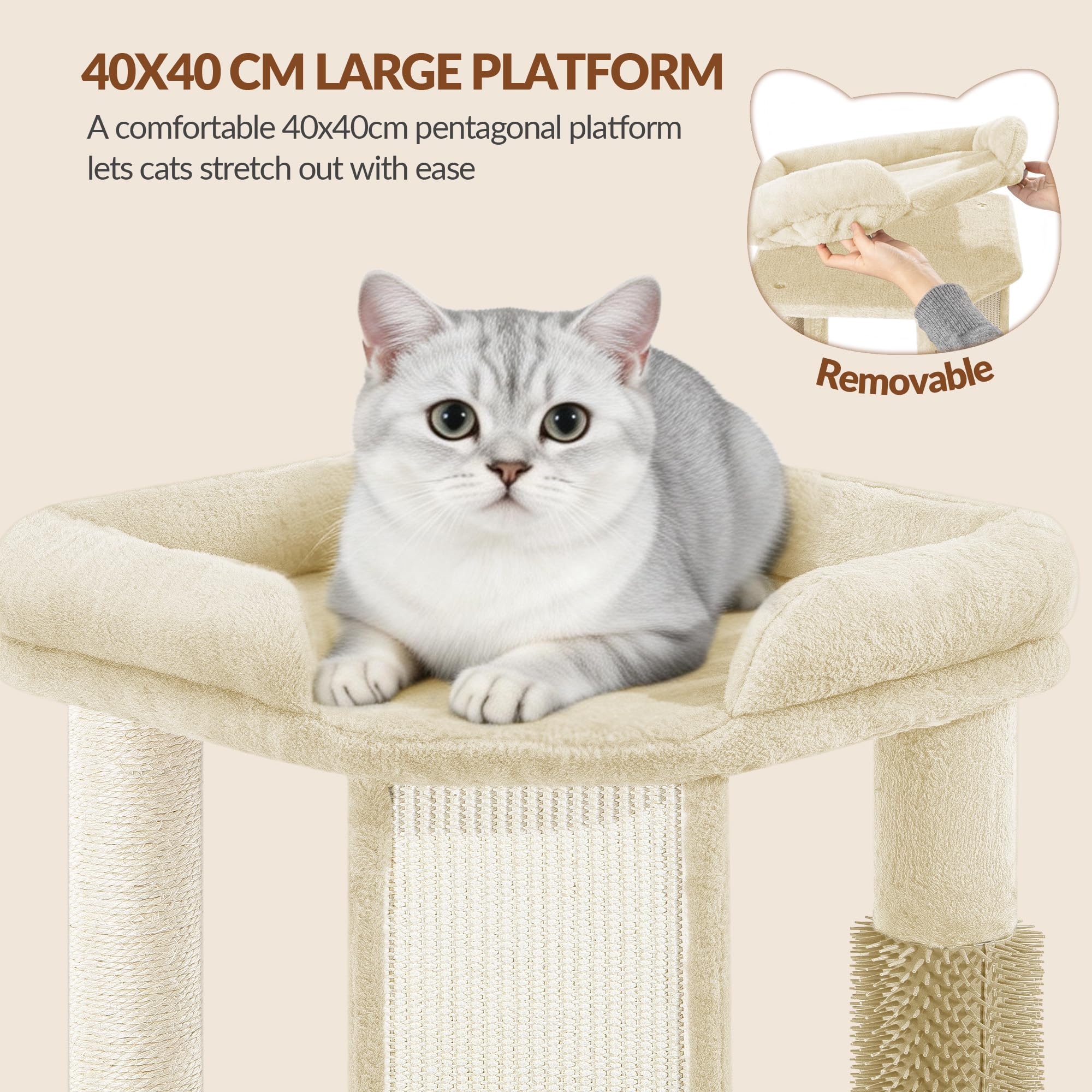 Tiragraffi per Gatti, 40 x 40 x 48 cm, Beige