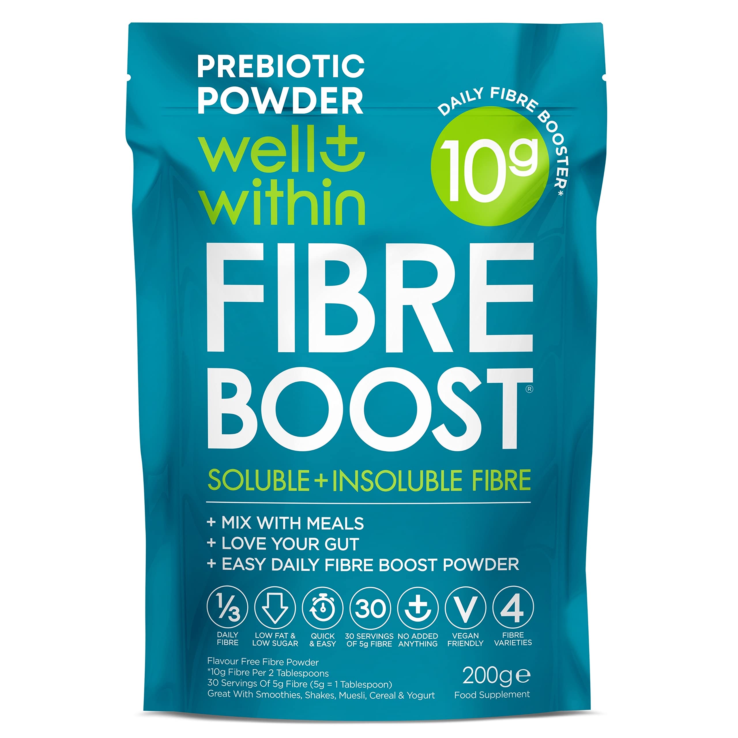 Buy 10g Fibre Supplement Prebiotic Powder, 1/3 NHS Daily Fibre, 4 Types