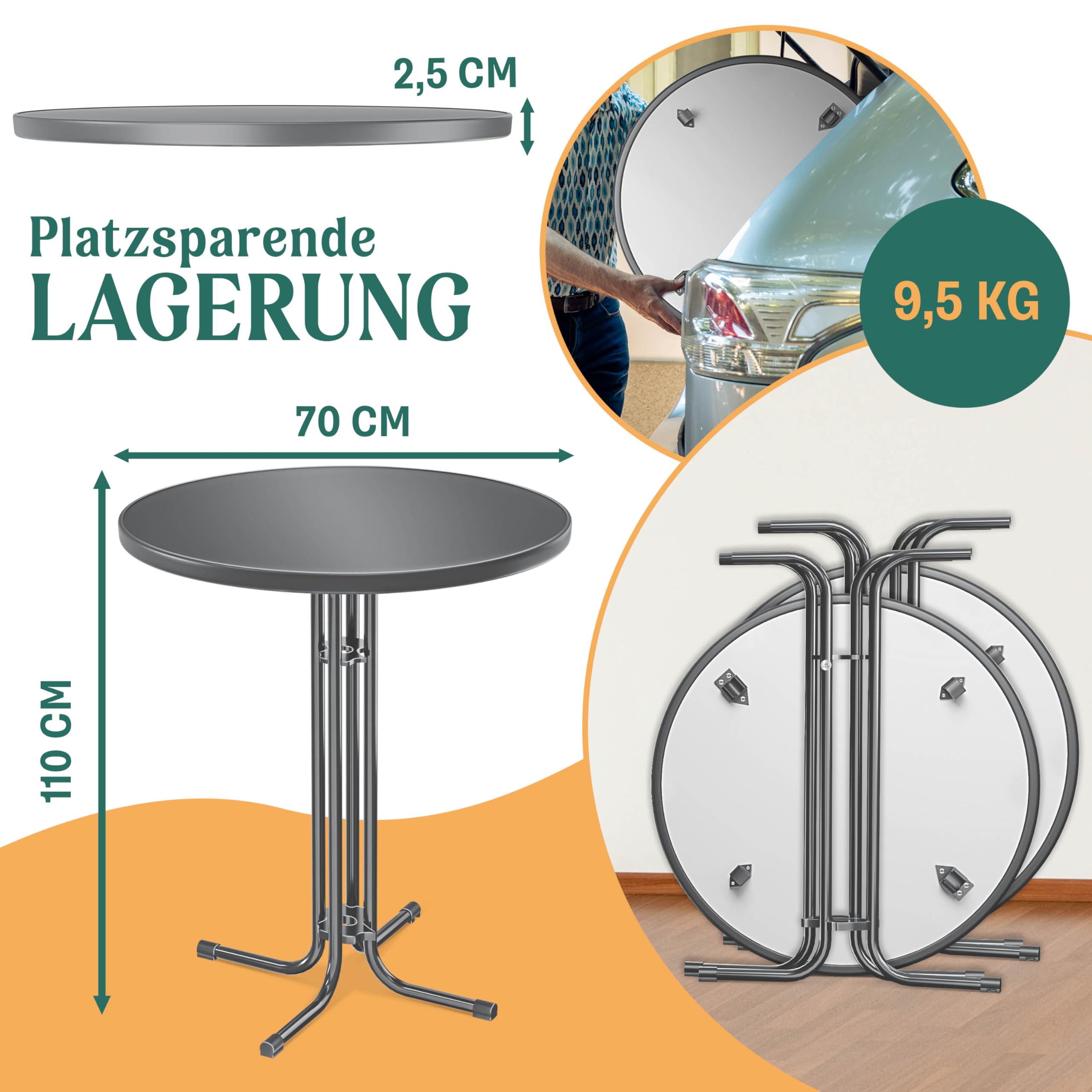 KESSER® Stehtisch klappbar Ø70cm rund, Gastro Bistrotisch Hochtisch Cocktail Stehtisch + Husse, Klapptisch Partytisch für Garten/Balkon/Events/Gastronomie, wetterfest, In- & Outdoor, Anthrazit