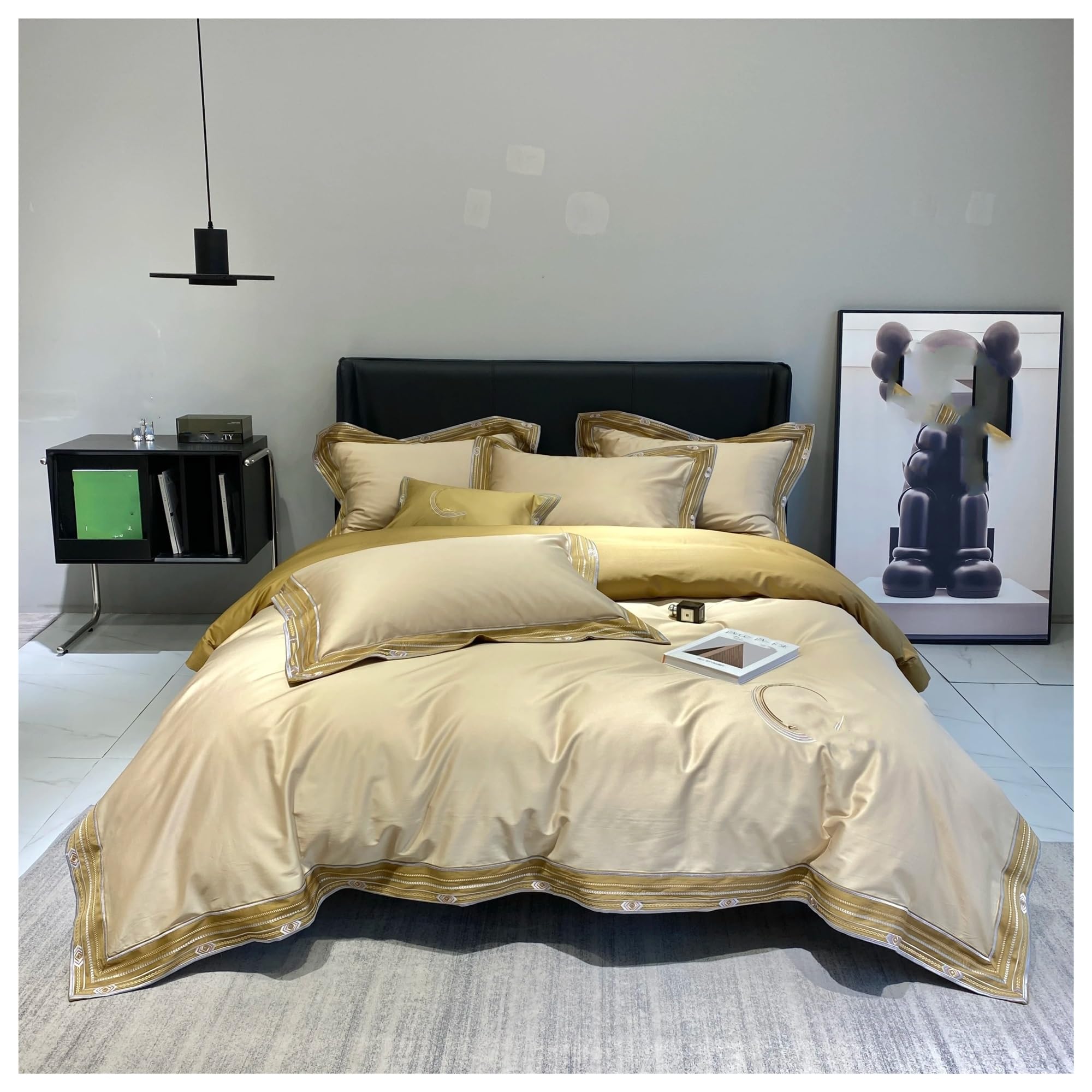 FYIYIEW double duvet set, 1000TC Egyptian Cotton Bedding Set Queen King 220x240cm Blue Duvet Covers Bed Sheet