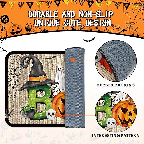 Miniatura 4 de Ceenna Tapete de Halloween para puerta al aire libre, 27.6 x 15.7 pulgadas, tapete de bienvenida para puerta delantera de Halloween, tapete de