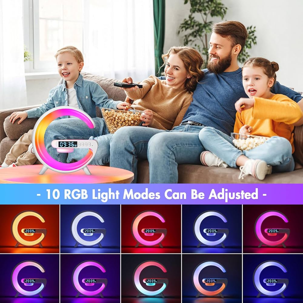 Wireless Charger Atmosphere Lamp, 2025 New Mini LED Table Lamp, Bluetooth  Speaker, Dimmable Night Light Bedside Lamp Alarm Clock with Music for  Christmas Birthday New Year Valentines Day Gifts : Buy Online