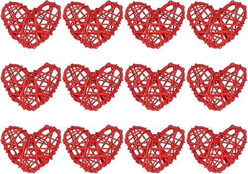 Miniatura 8 de MECCANIXITY 12 piezas de jarrón de ratán en forma de corazón de ratán natural para decoración del día de San Valentín, boda, decoración del hogar,