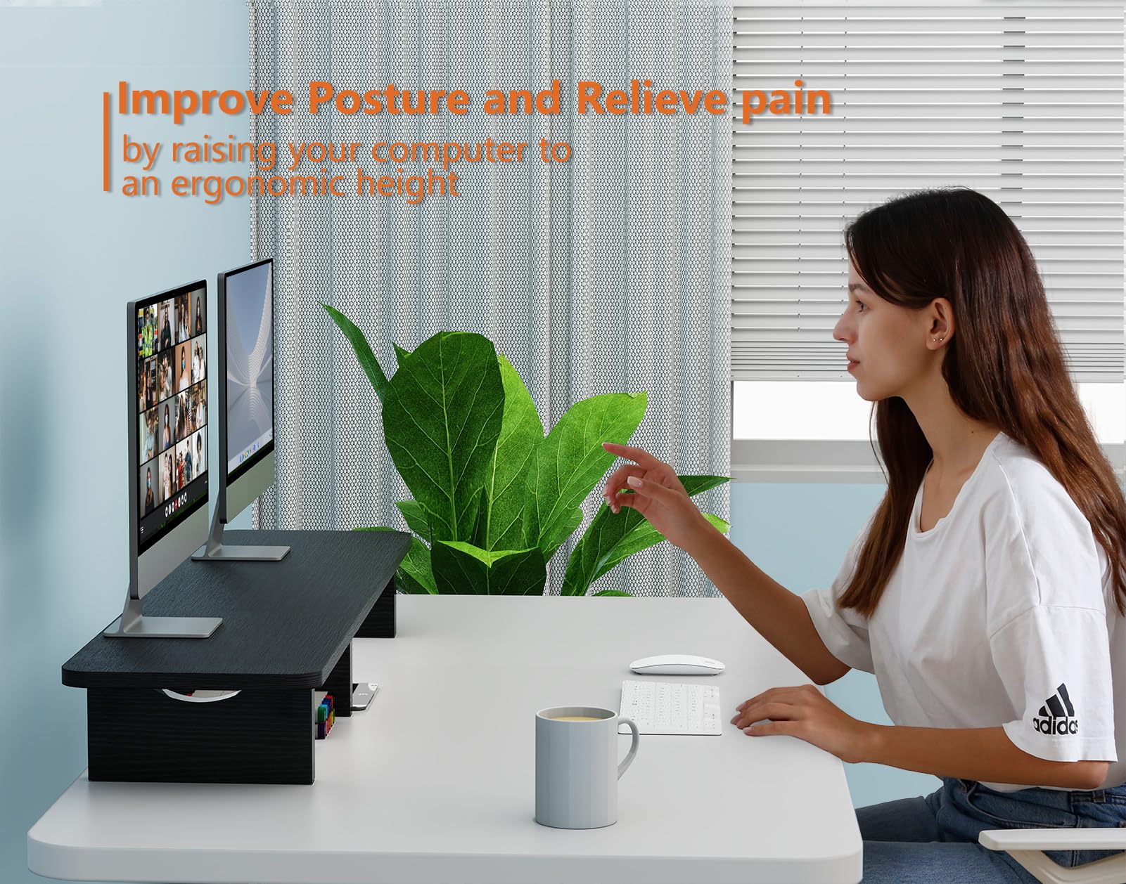 Ergofoucs Dual Monitor Stand, Extra Large Monitor Stand Riser for 2 ...