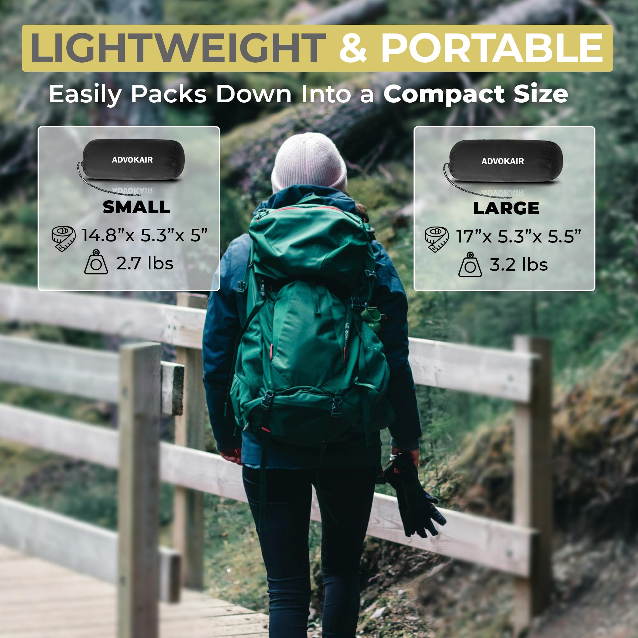 ADVOKAIR Amaca da campeggio con zanzariera fino a 226,8 kg, ultraleggera e portatile, in nylon, da viaggio, con cinghie per alberi, perfetta per esterni, escursioni, escursioni e cortile