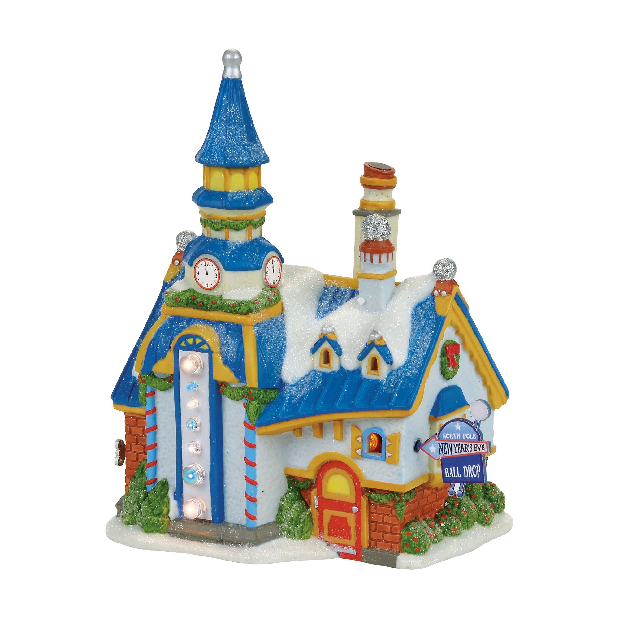 Department 56 North Pole New Year's Eve Center Village Lit Building, Multicolor