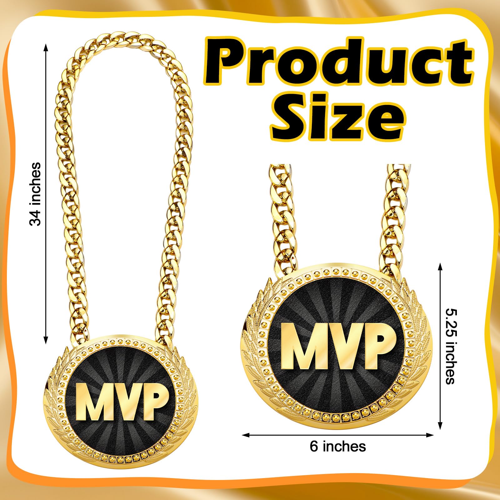 Tondiamo Sports MVP - Medalla de cadena de 15,24 cm para campeón de oro grande, cadena de béisbol, baloncesto, fútbol, sóftbol, voleibol, competiciones deportivas, premios y recuerdos de fiesta