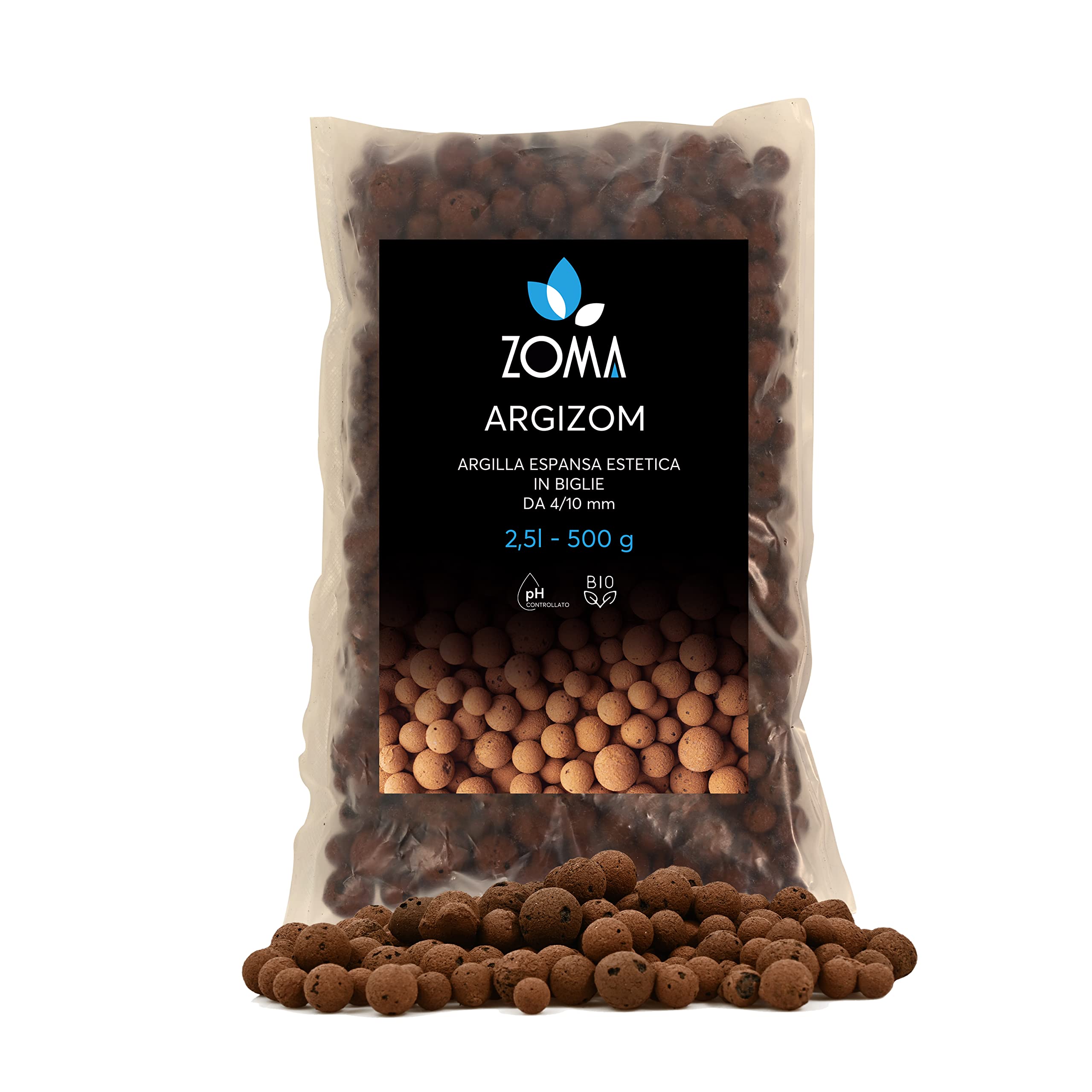 ZOMA - Expanded Clay for Potted Plants - PH Controlled - Small Grain Spherical Clay for Drainage, Hydroponics and Decoration - Chemical Free (500G)