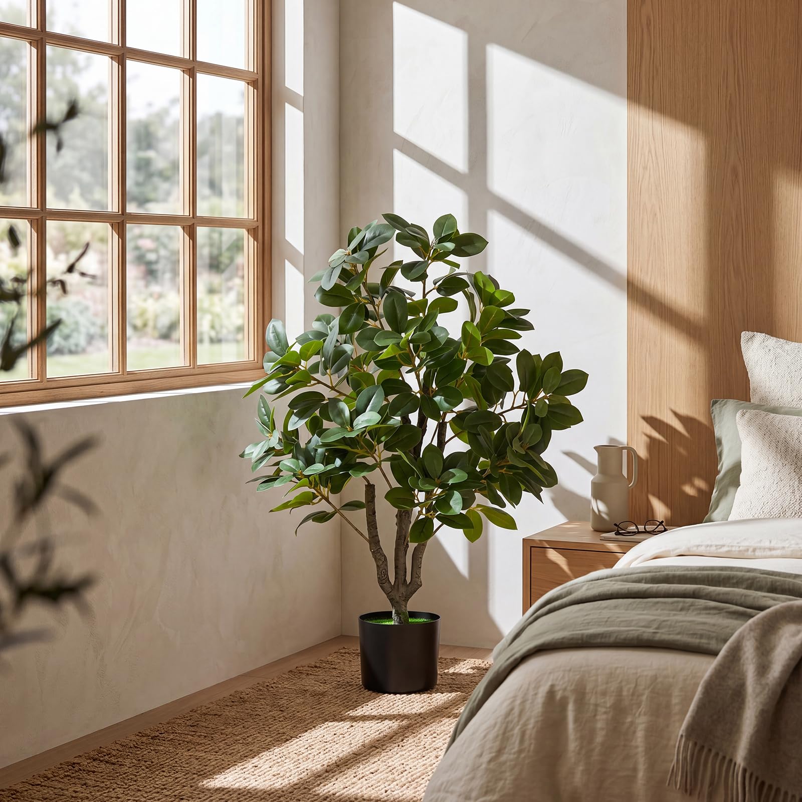 COSTWAY Pianta Finta, Ficus Finto da Interno e Esterno (80 cm) | Albero Artificiale con Rami Realistici, Foglie Fitte e Vaso Zavorrato, per Salotto, Ufficio, Hotel, Balcone e Giardino