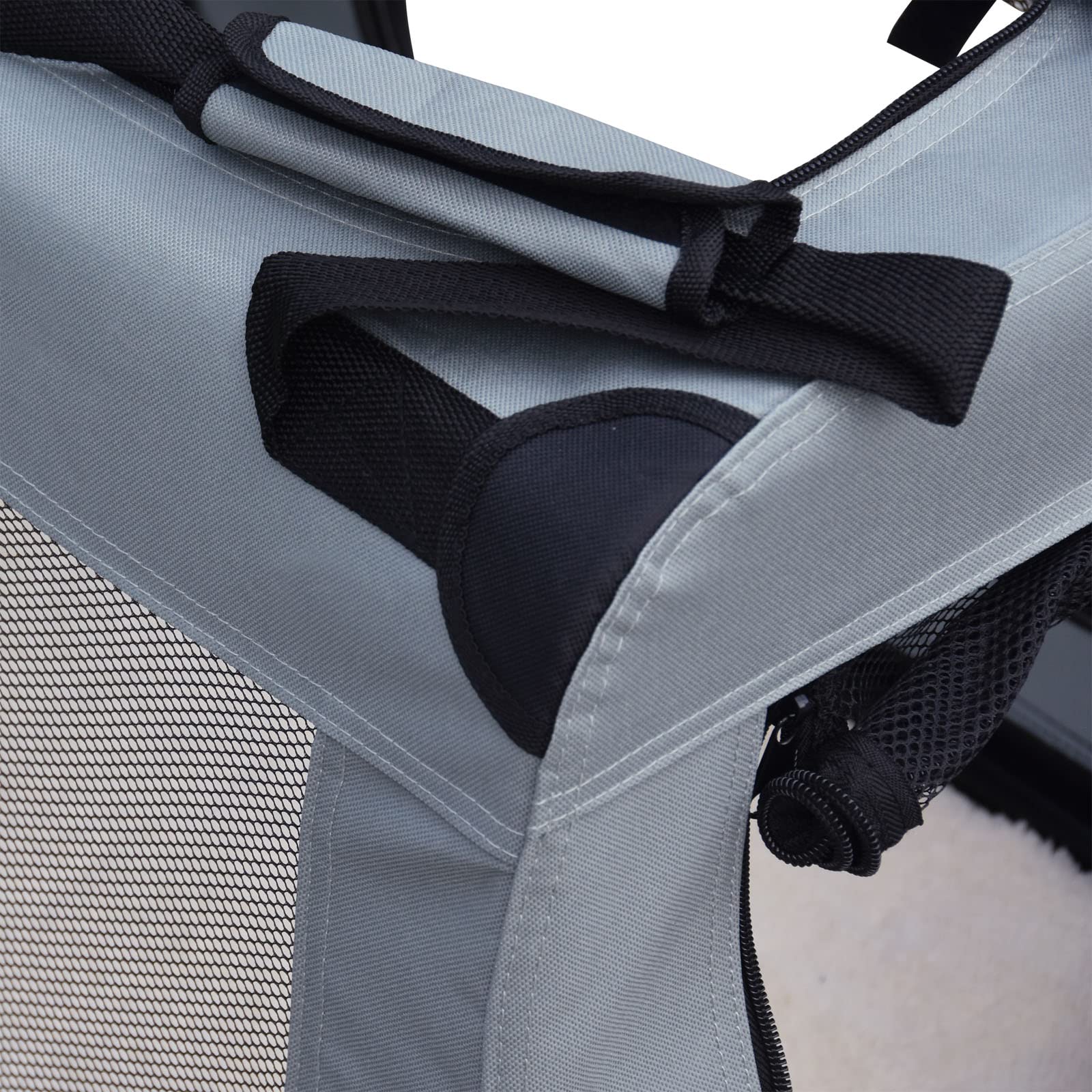 Fudajo Caisse de Transport Grise - Taille L / 70 x 52 x 50 cm - Charge Max. 15 kg - Pliable - avec Poignée et Couverture - pour Voyages Animaux domestiques Chiens Chats
