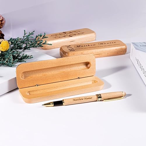 Miniatura 3 de Bivei Regalo de bolígrafo grabado para mujeres y hombres, juego de bolígrafos y lápices personalizados en madera de arce, juego de 2 bolígrafos de