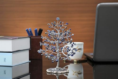 Miniatura 5 de Árbol de la vida de chakras de lapislázuli  Árbol de cristal para energía positiva, base de rodajas de ágata geoda, árbol de piedras preciosas hecho