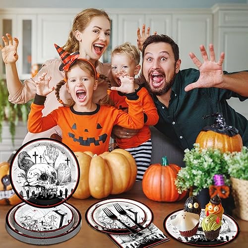 Vista 77 de Platos y servilletas de Navidad, platos de papel de Navidad, juego de vajilla desechable para fiestas que sirve para 24 invitados, juego de platos