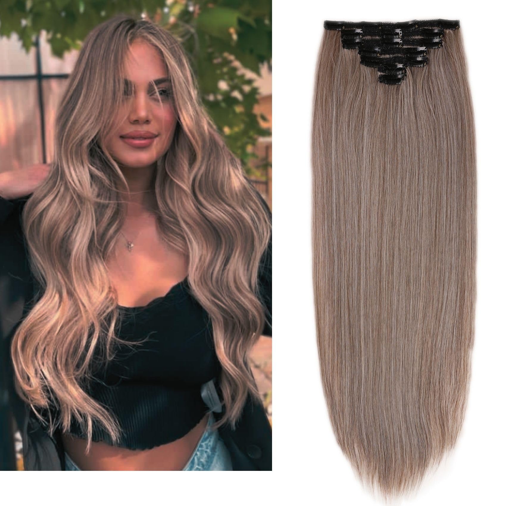 ✨26” STRAIGHT SILVERISH GREY 1 PEICE CLIPINS *NWT* Amazon.com : UGOTRAYS Silver Grey Clip in Hair Extensions  main image 3