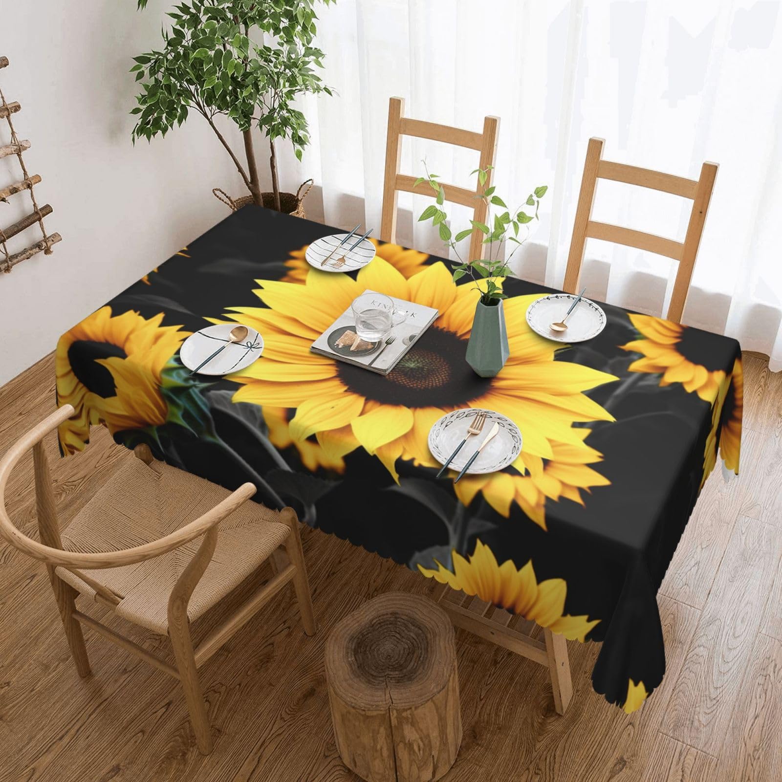 Nappe rectangulaire tournesol lavable pour sublimer vos repas de jardin
