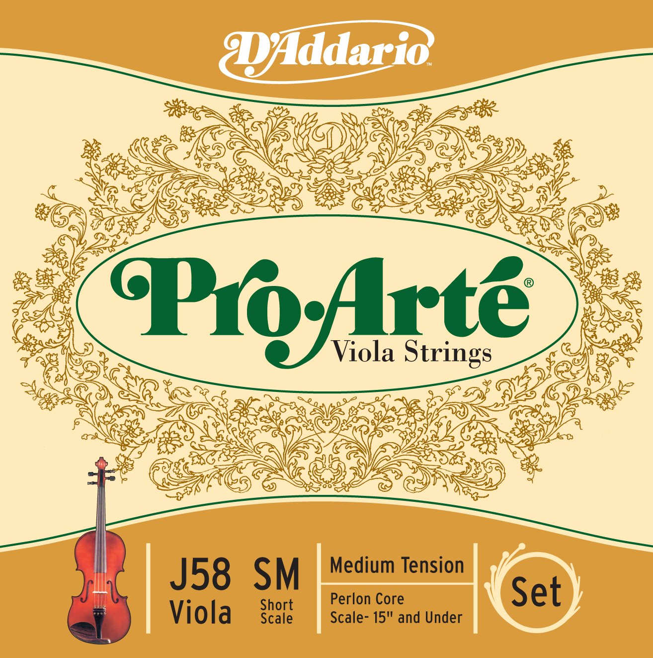 D'Addario Pro-Arté Viola 10Blk Set Sh Med (J58SM-B10)