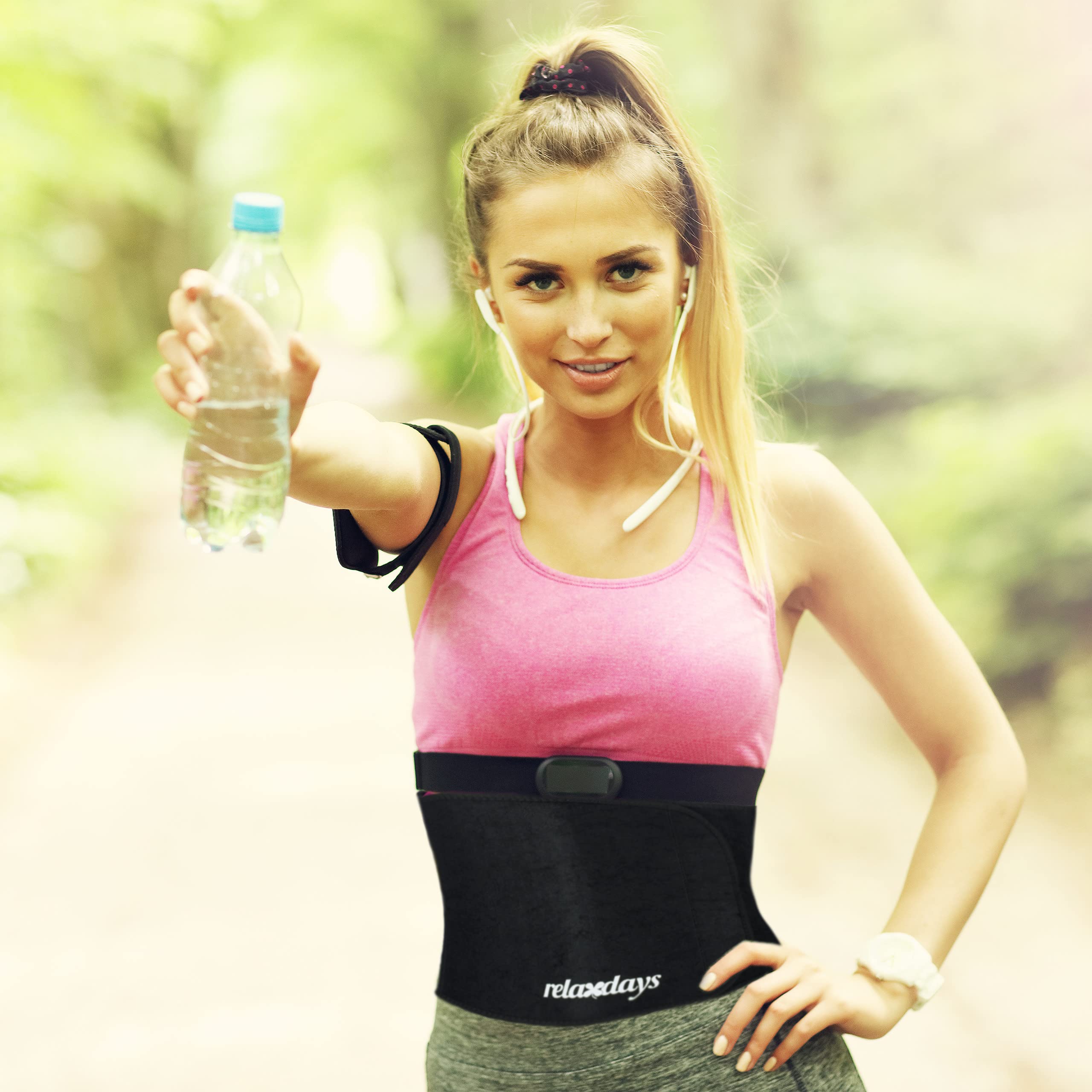 Relaxdays Fascia Addominale Hula Hoop, Cintura Sport per Donne in Neoprene, con Chiusura a Strappo, V.Misure, Rosa Nera