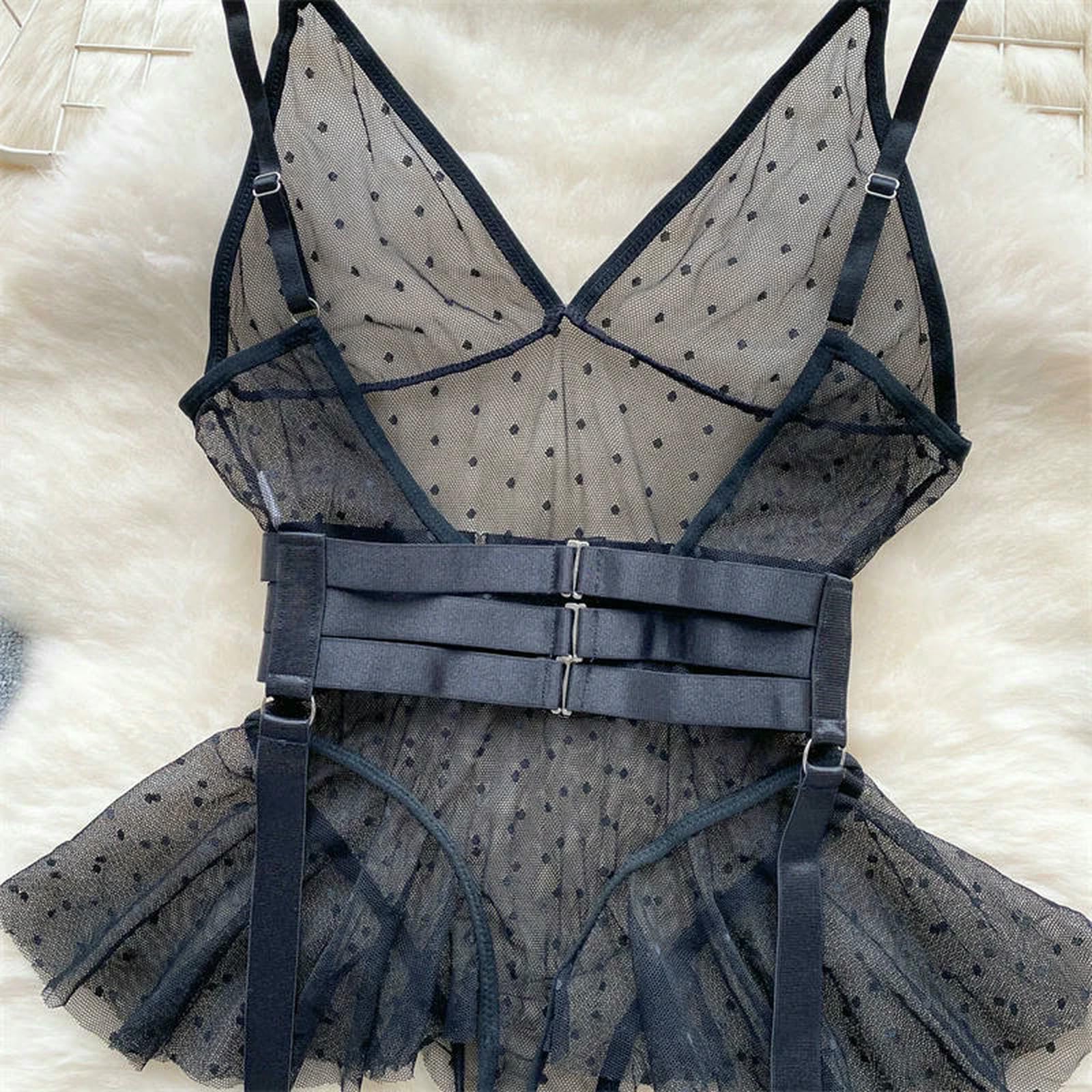 Completo Intimo Donna Completo Intimo da Donna Aderente in Pizzo, Body retrò Senza Maniche, Perfetto per La Luna di Miele/La Prima Notte di Nozze.