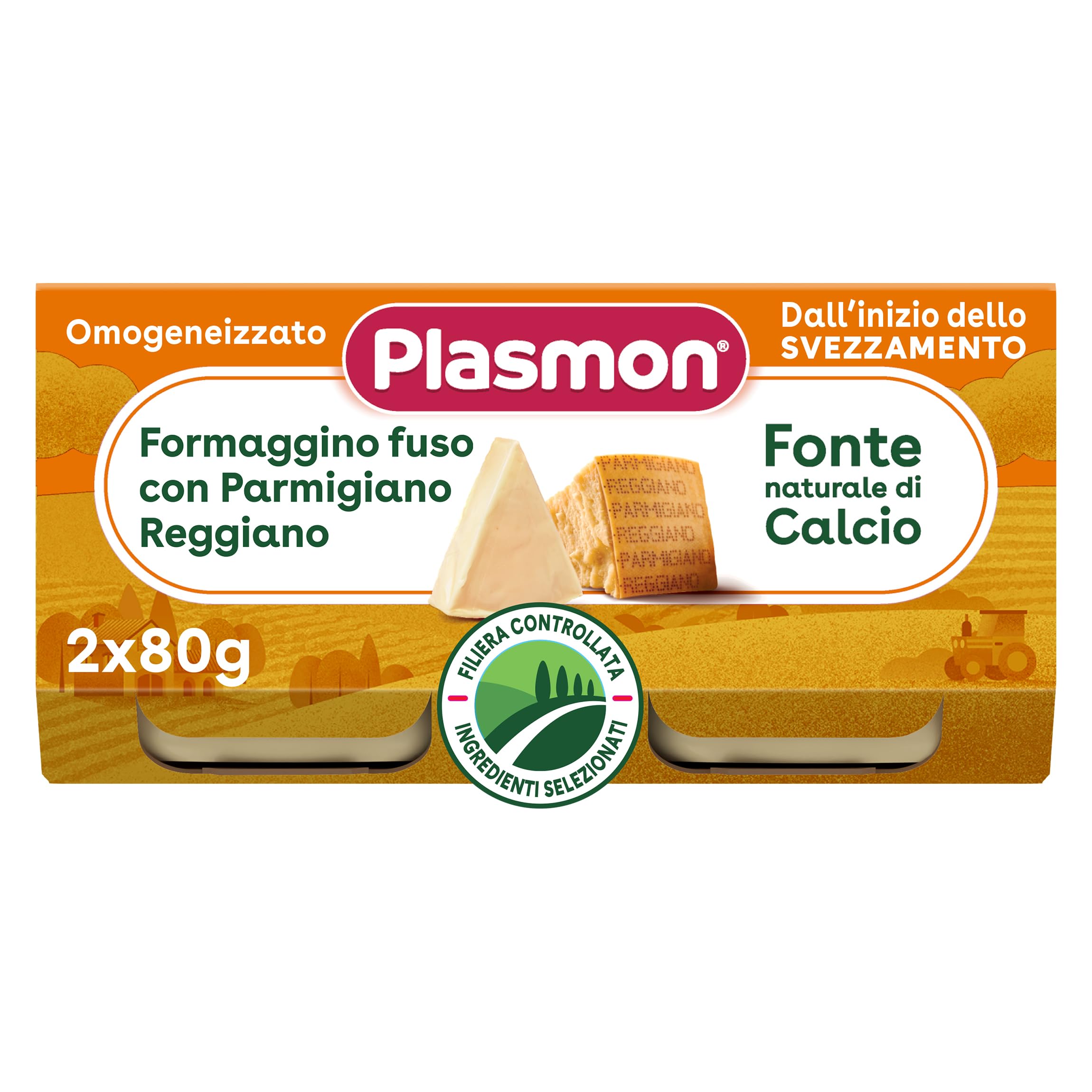 Plasmon Omogeneizzato Formaggino Fuso e Parmigiano Reggiano 2x80g (12 Confezioni)