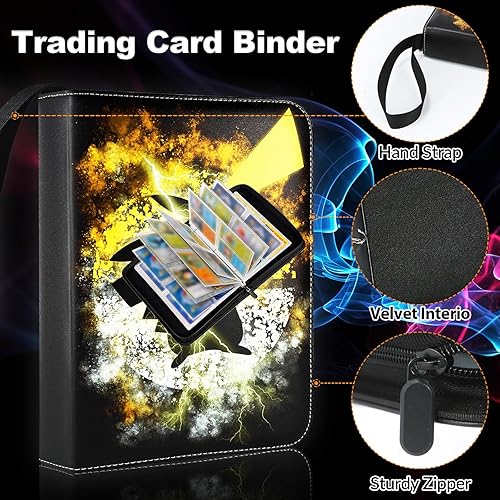 Miniatura 5 de YINRTELM Carpeta de tarjetas con 520 bolsillos para tarjetas intercambiables, con 65 páginas y 4 bolsillos para 520 tarjetas, tarjetero para