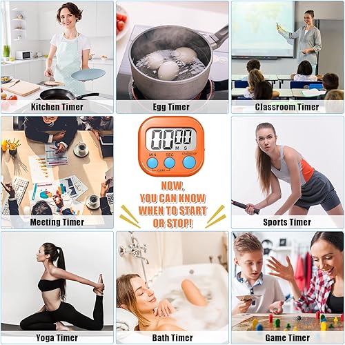Miniatura 7 de Macarrie Temporizador digital de cocina de 72 piezas, temporizadores magnéticos a granel para aula, pantalla LCD, alarma fuerte, temporizador