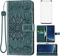 Vista 10 de Funda de teléfono para Samsung Galaxy S8 Plus con protector de pantalla de vidrio templado, funda de cuero con tapa para tarjetero, accesorios