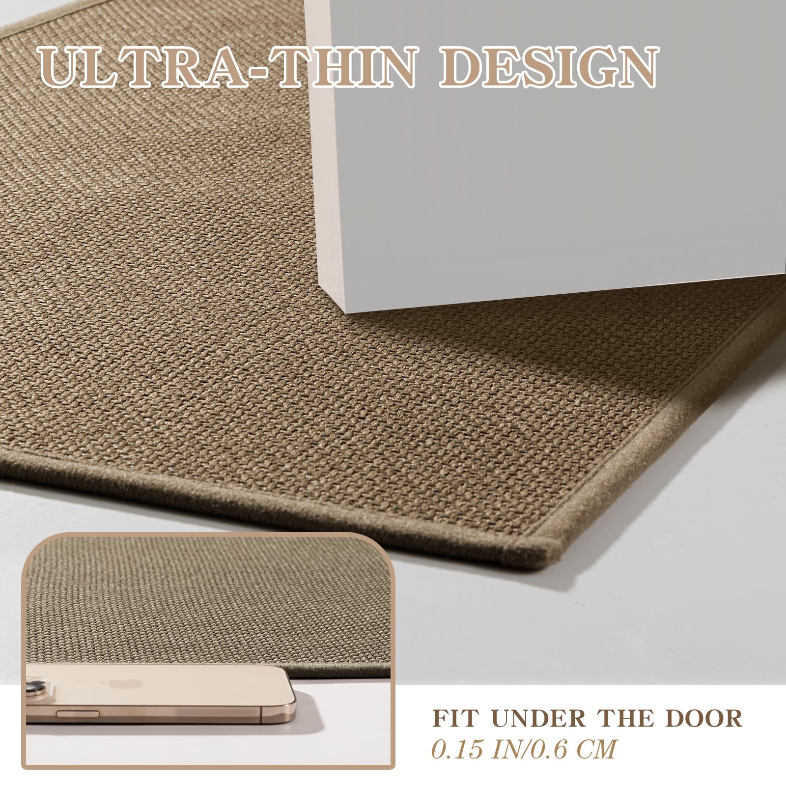 chakme Bathroom Rugs Mat 24x17, Ultra Thin Non Slip Bath Mat Small Quick Dry Absorbent Bath Mat for Bathroom Floor, (Dark Beige, 24"x17")