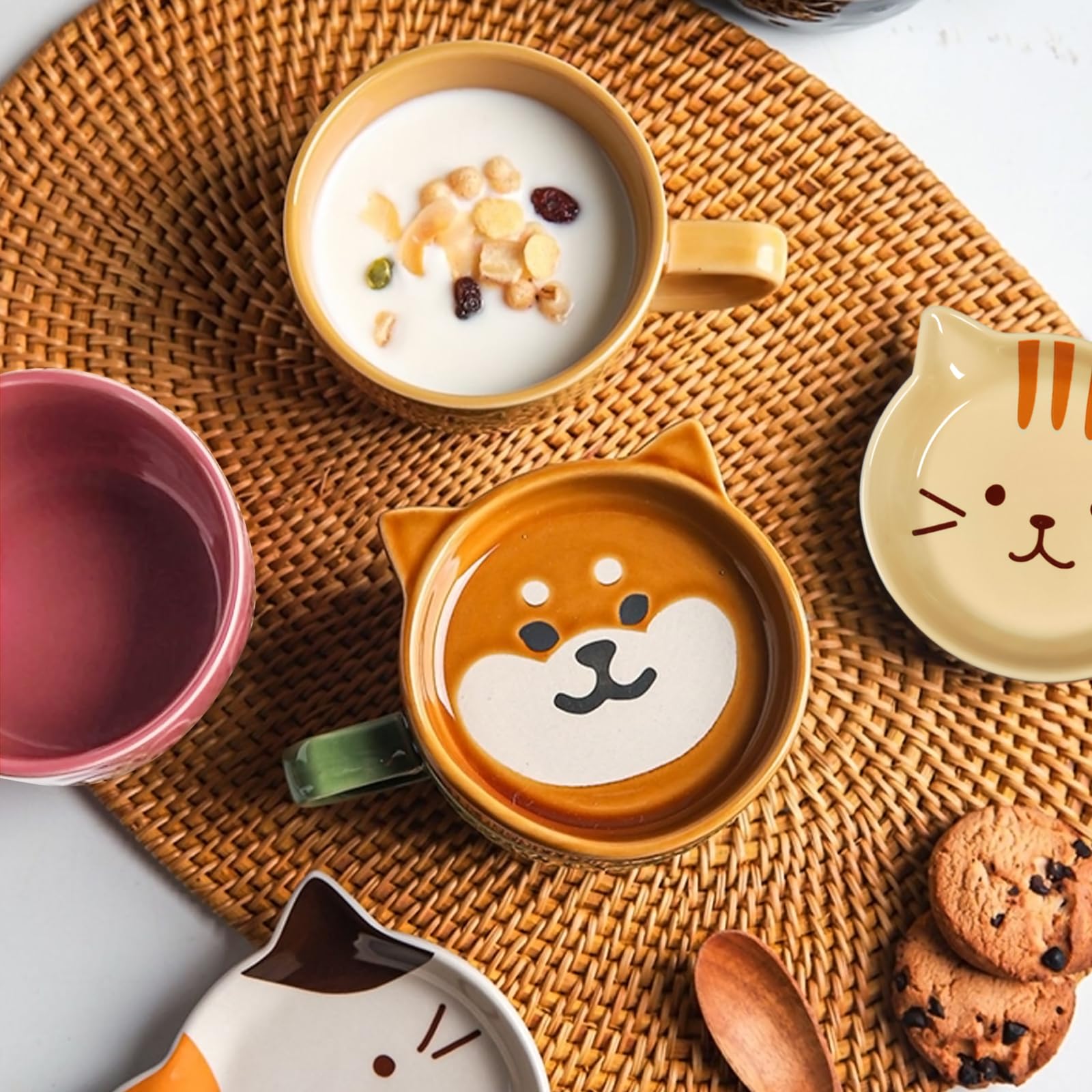 Niedlicher Keramik-Katzen-Kaffeebecher Mit Deckel – 300 Ml, Mikrowellengeeignet, Perfektes Geschenk