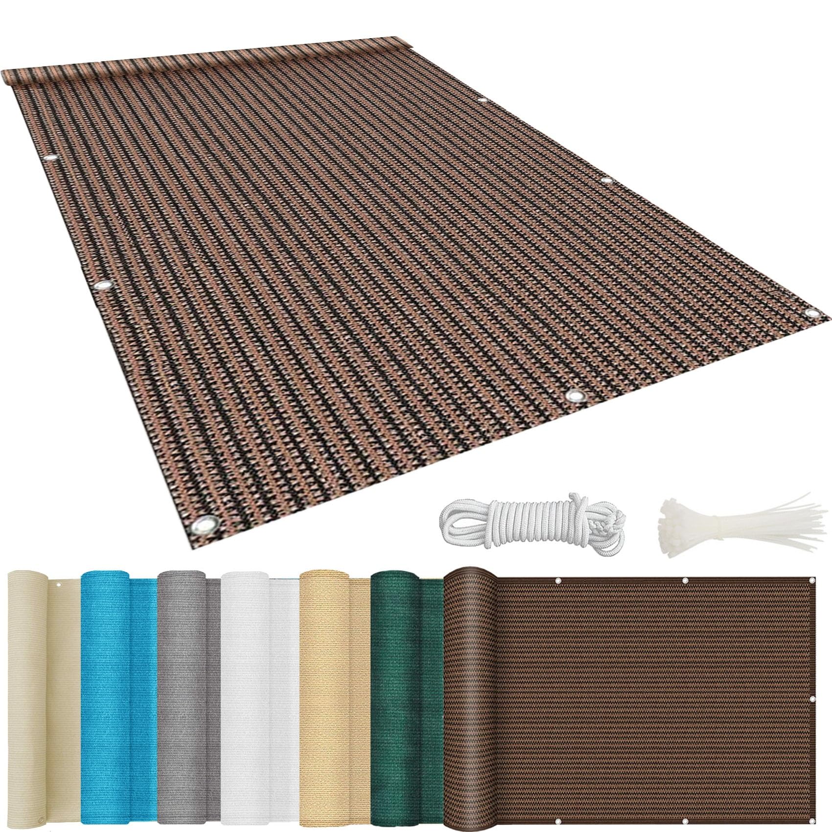 YANHONG Garden Privacy Scree 125x750cm(49x295inch) Privacy Screens Rectangle Outdoor Garden Screening Shade Netting Weatherproof UV Protection for garden fence, balcony, terrace., Brown