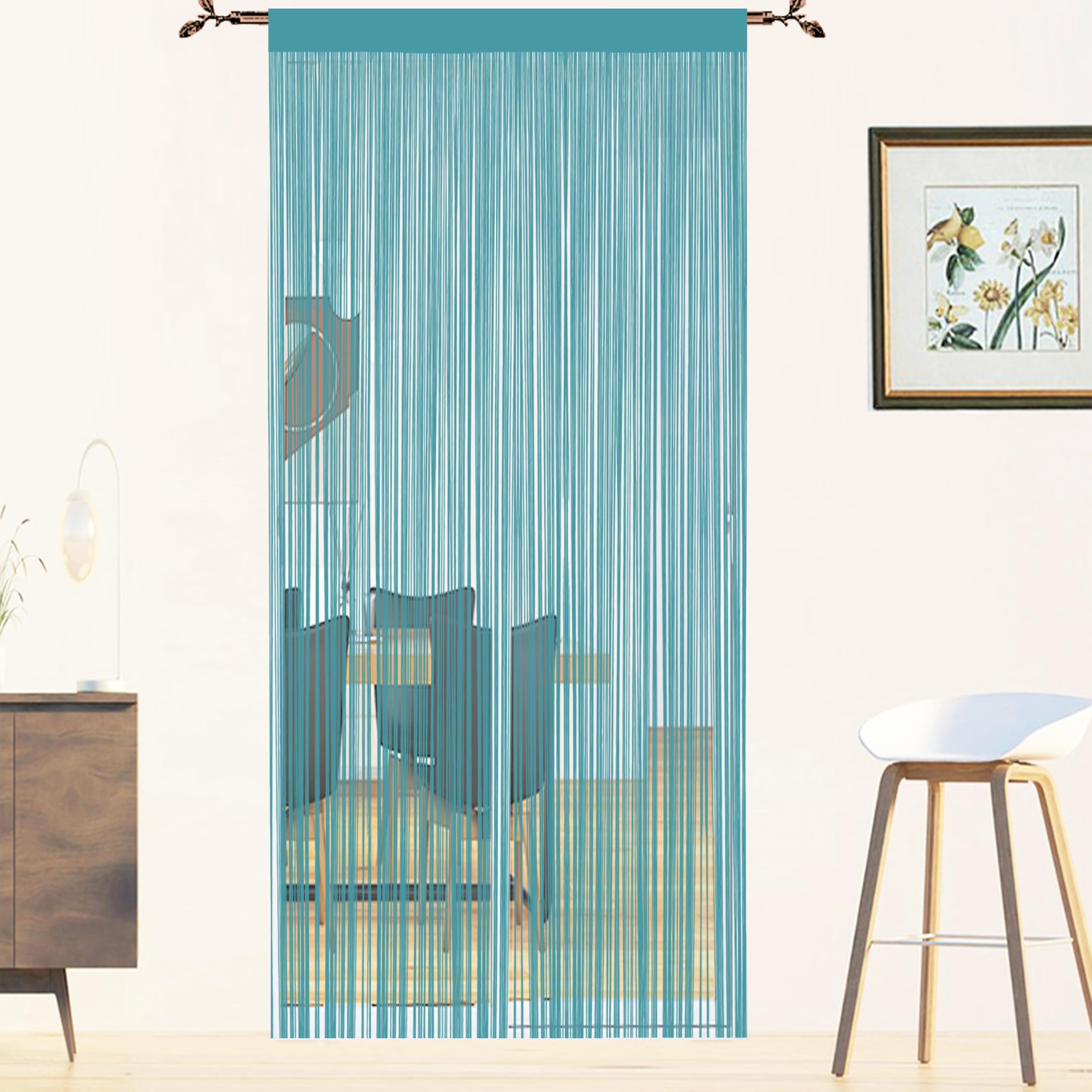 QiBoYuYe Fly Screen Curtains For Window String Flies Doors Decorations Room Dividers Doorways Panel Bedroom Living Closet Drapes (Blue