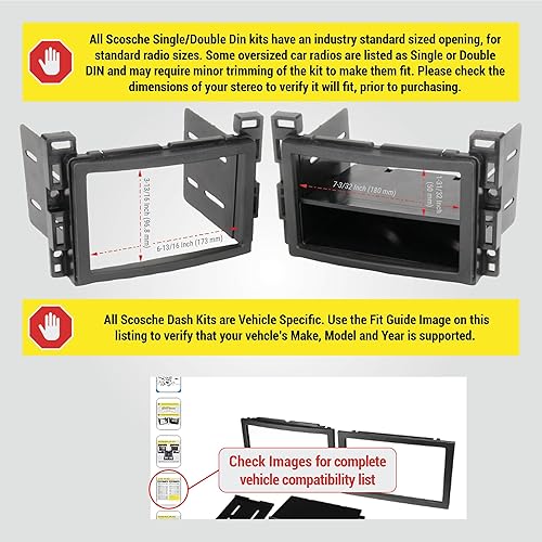 Miniatura 2 de Scosche GM0516DDCS Kit de Instalación de Radio Doble DIN para Tablero Compatible con Vehículos Selectos Buick, Chevrolet, GMC, Hummer, Pontiac,