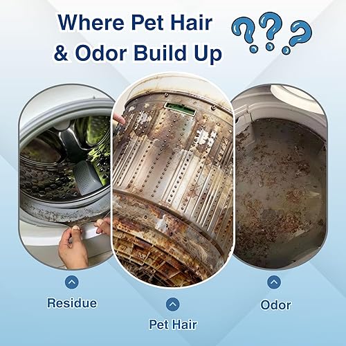 Miniatura 2 de flowcheer Limpiador de lavadora para pelo de mascotas y olor, tabletas de limpieza profunda para lavadora de tambor y bañera - Descompone la