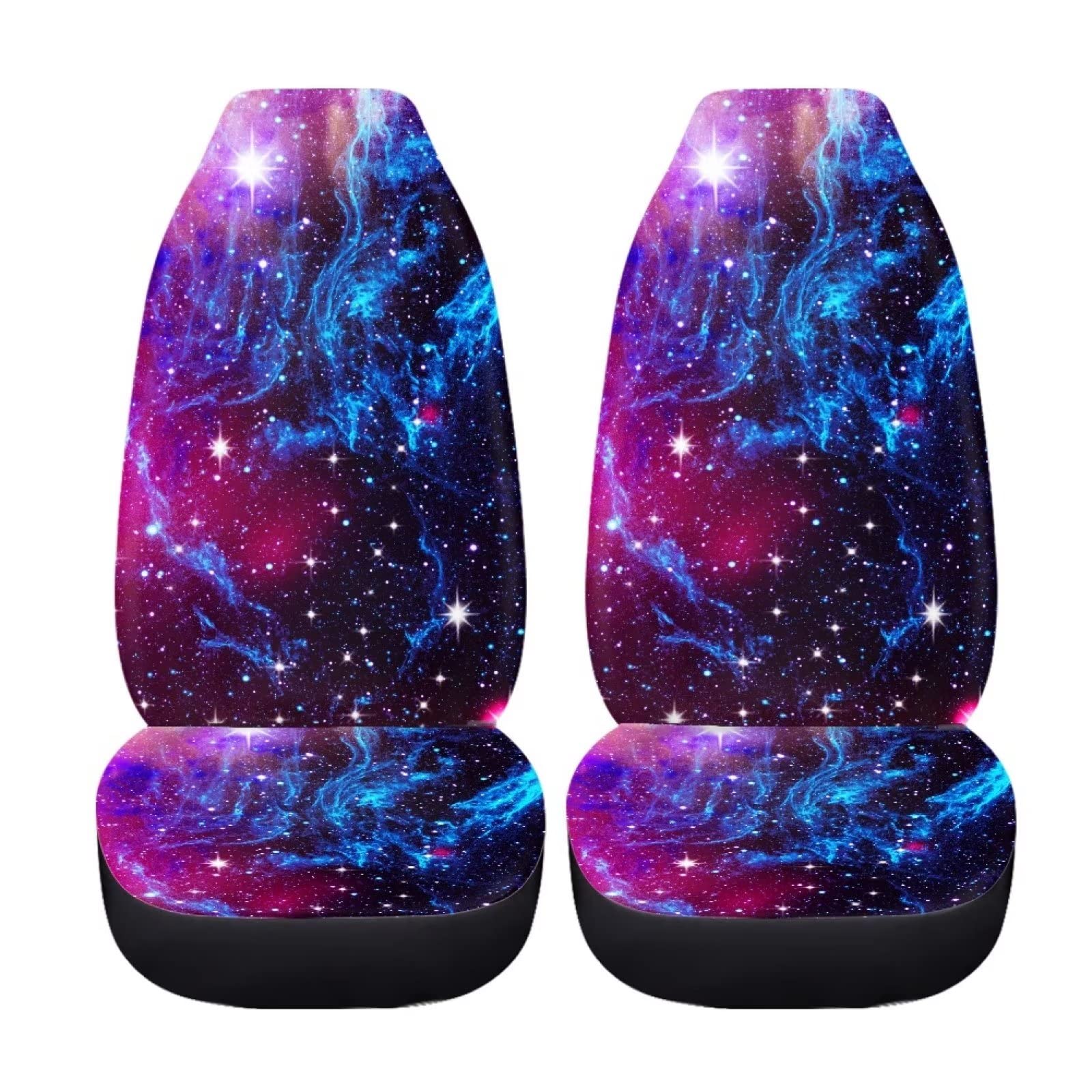 chaqlin Galaxy Night zestaw pokrowców na siedzenia samochodowe, 2-częściowy, łatwy w instalacji ochraniacz na przednie siedzenie, poduszka pasuje do większości samochodów, sedanów, bagażników, SUV-ów lub vanów