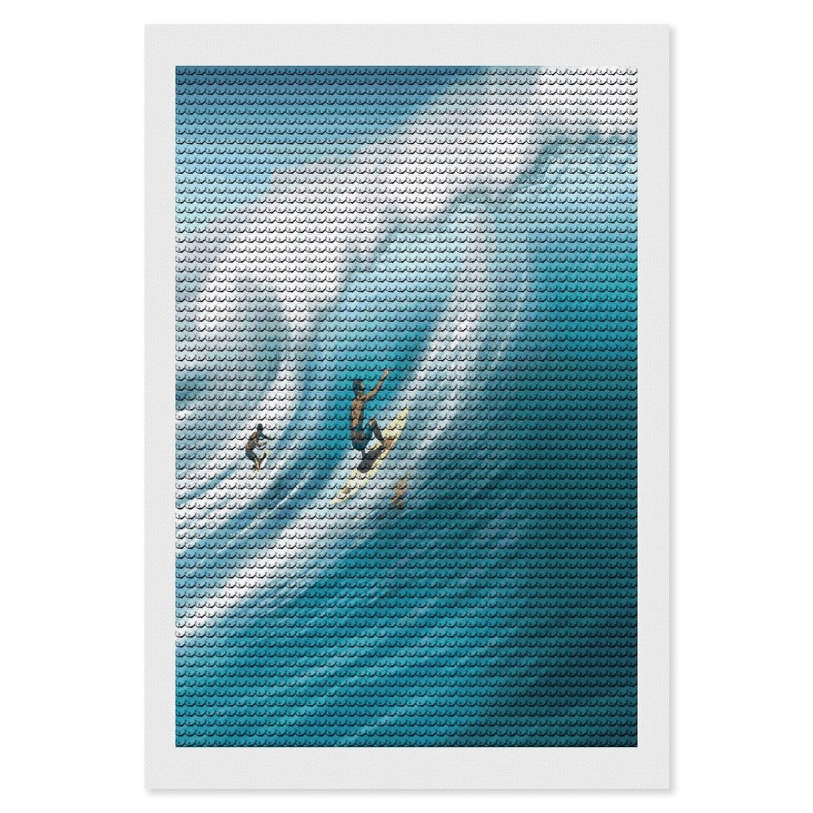 LDGSUPH Surfing Diamond Painting Kits for Adults Paint with Diamond Pictures Art DIY Full Drill Diamond Dots Painting Personalized Diamond Photo for Home Wall Decor Gift 8"x12"