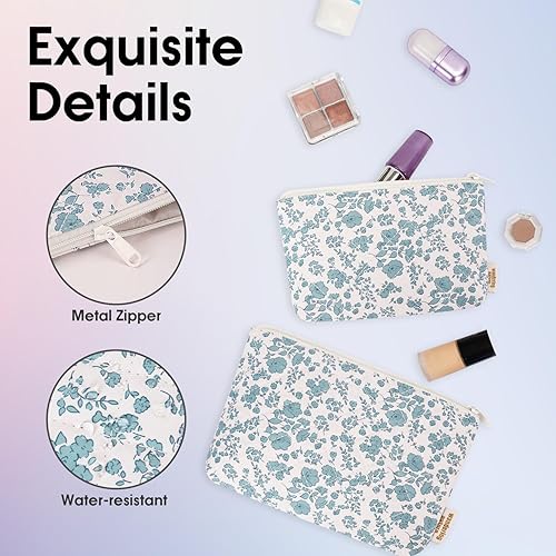 Miniatura 10 de Wandering Nature Bolsa de maquillaje pequeña para bolsa de cosméticos para bolso, paquete de 2 bolsas pequeñas de maquillaje de cuero vegano, bonita