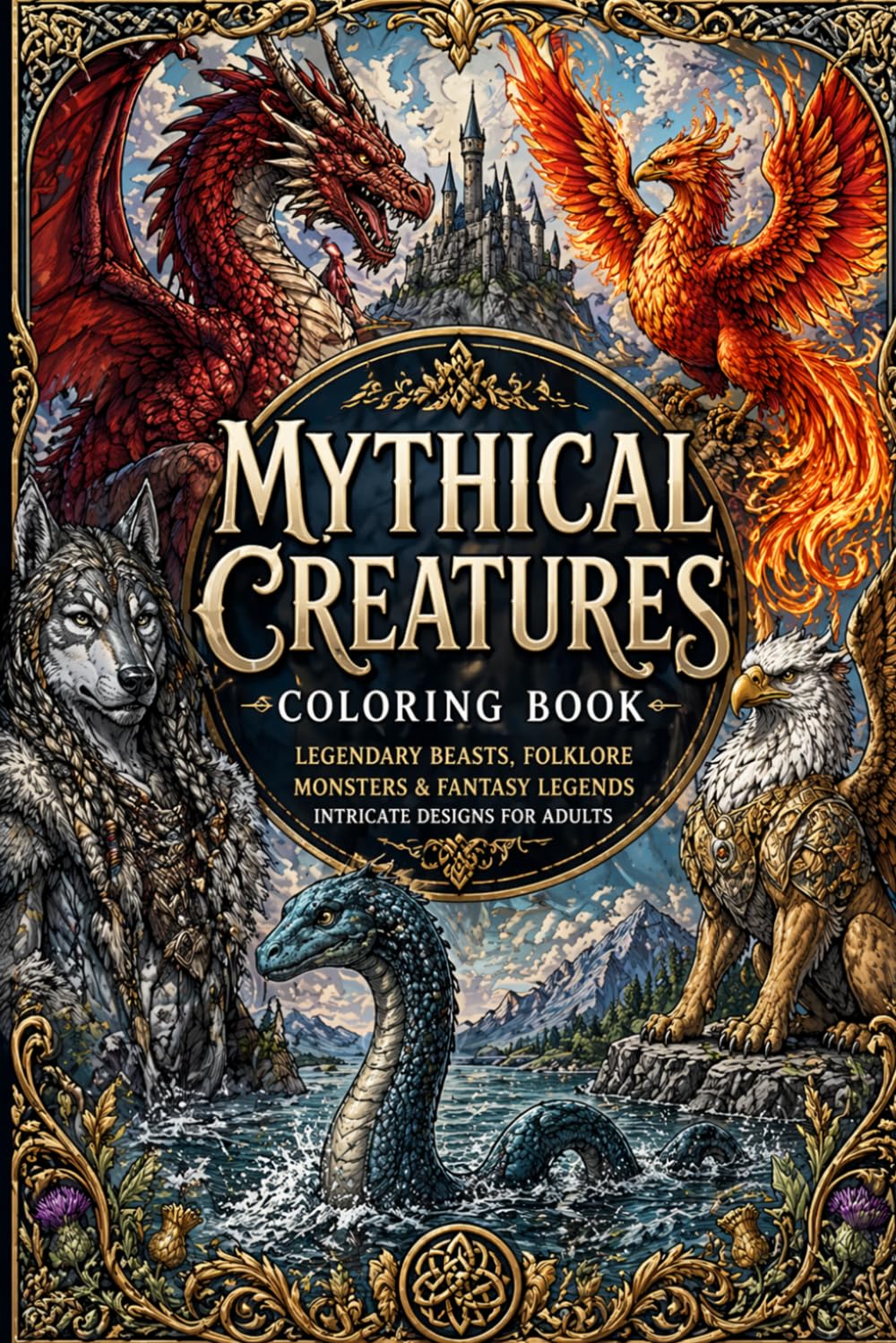 Mythological Creatures: Mythical Creatures Adult Coloring Book: Legendary Beasts, Folklore Monsters & Fantasy Legends with Intricate Stress Relief Designs for Adults