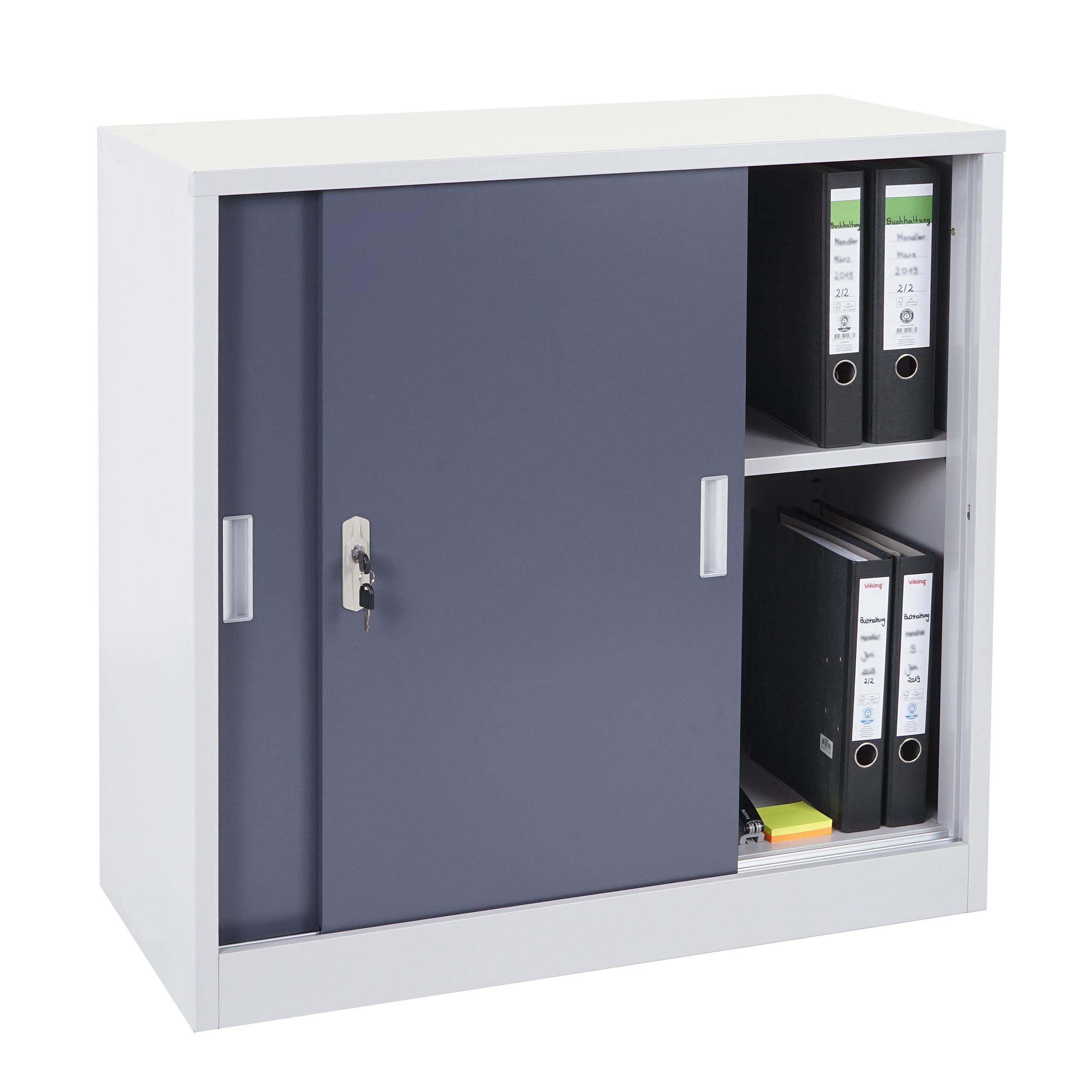 Mendler Arredo Ufficio archivio classificatore HWC-F41 Acciaio Ante scorrevoli 45x90x90cm - Antracite