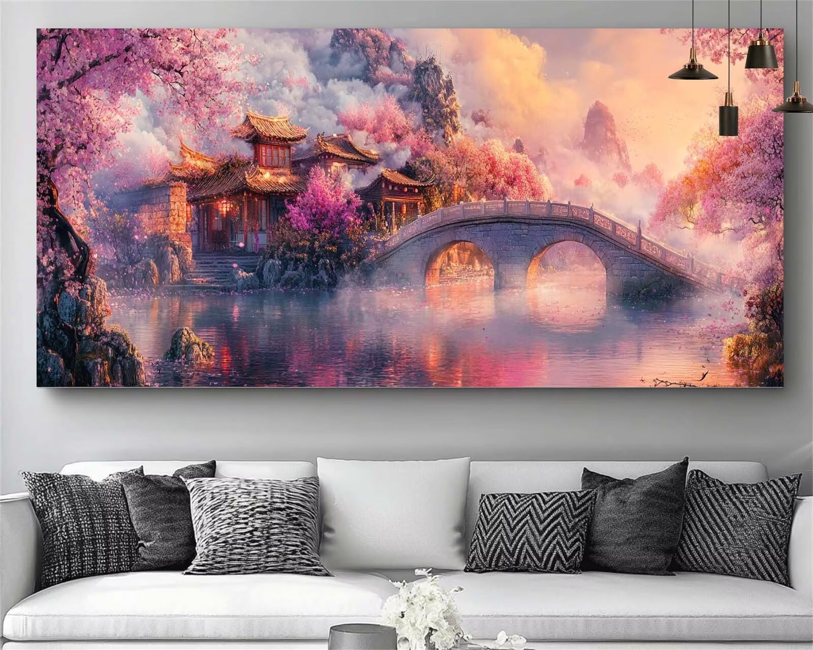 Japon Diamond Painting Fleur Diamond Painting Enfant Broderie Kit Complet, 5D Peinture Diamant Point de Croix Cristal Artisanat,DIY Tableau Strass Diamant Canevas Débutant Kit, Gifts 50x100cm M680
