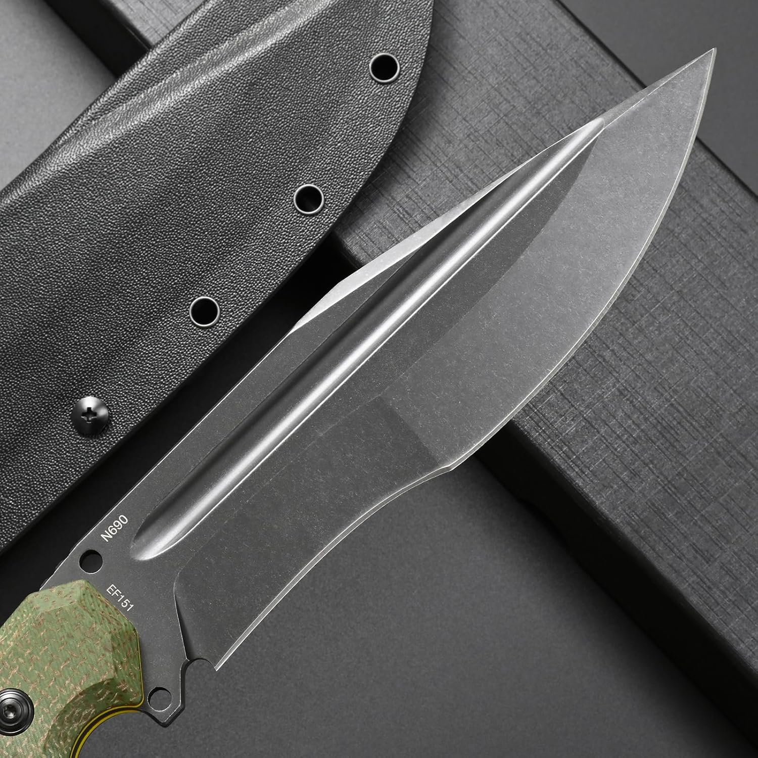 Eafengrow EF151 Fixed Blade Knife N690 Steel Blade Micarta Handle Full Tang EDC Tool Straight Knife for Working Camping Survival