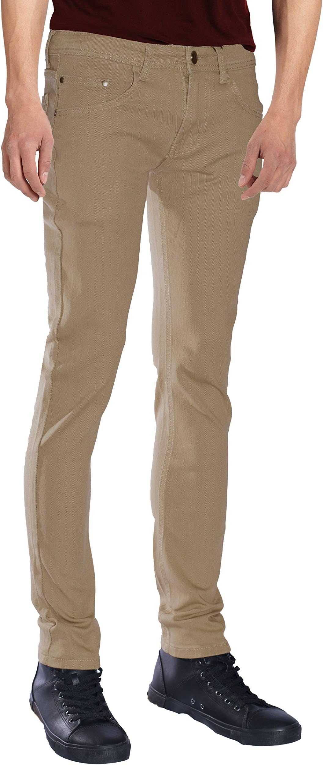 Seven Souls Mens Basic Casual Color Skinny Stretch Cotton Twill Pants