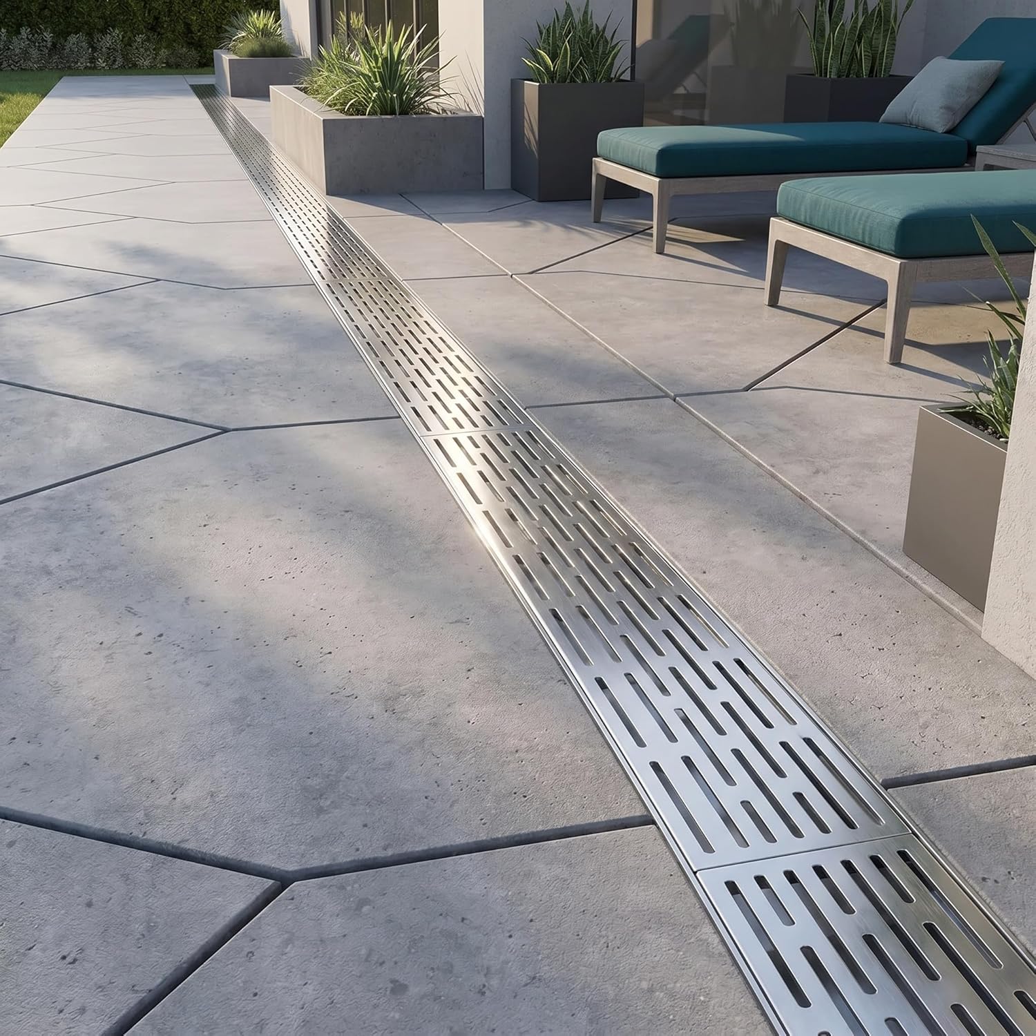 Stainless Steel Narrow Drain Grate Kit for Garden, Patio & Walkway - High Load Capacity Trench Drainage System for Shower, Deck & Floor Guttering Silver 15x5cm/6x2in