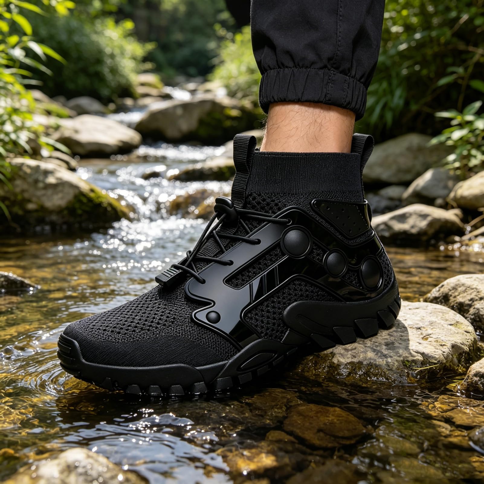 ANUFER Hommes Respirant Baskets Montantes en Plein Air Chaussures De Randonnée Antidérapant Léger Cheville Bottes De Randonnée
