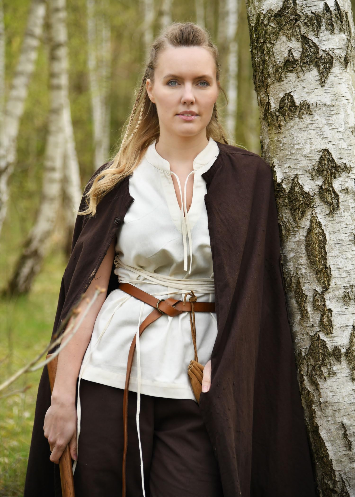 Battle-Merchant - Sleeveless Medieval Blouse Levke Shirt with Lacing, Shield Maid Outfit, Garb, LARP, Viking, Pirate, natural, L - Image 4
