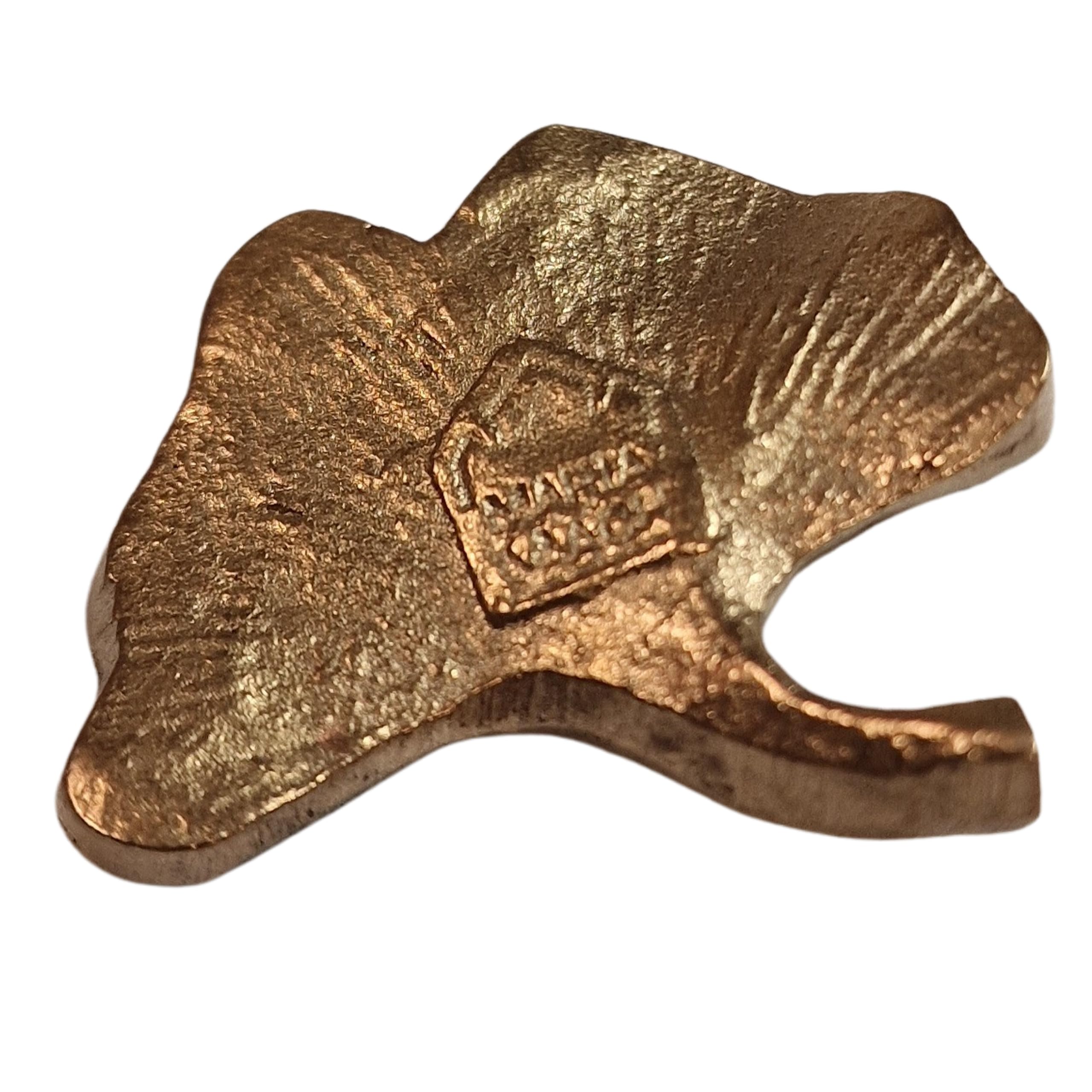 Herzmensch Kleiner Gingko Glücksbringer 4 x 4,5 cm aus massiver Bronze goldfarben mit dem Spruch - Viel Kraft für Dich - zur Genesung, Trost und Trauer