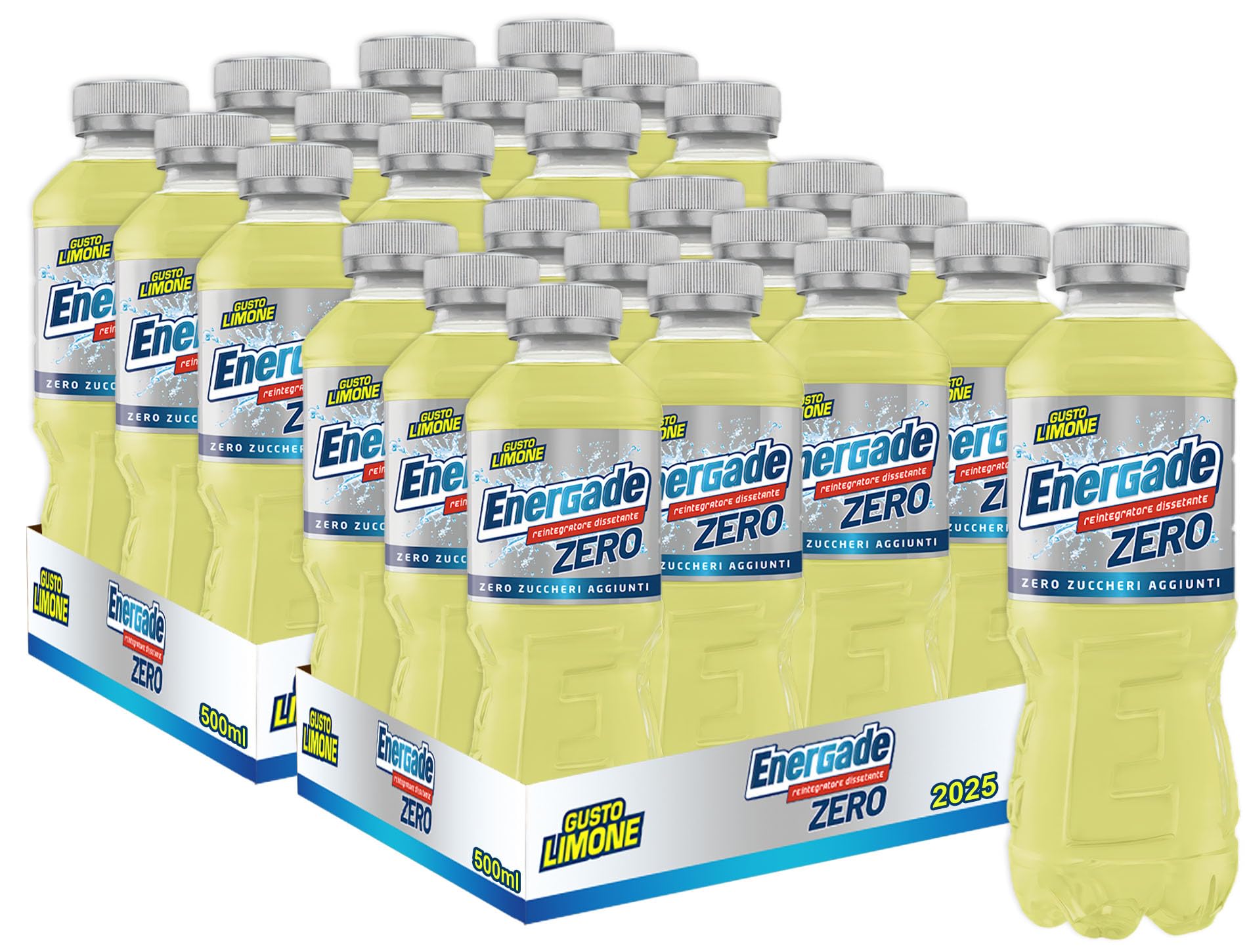 Energade ZERO gusto Limone, Zero Zuccheri Aggiunti Reintegratore Dissetante 500ml (2025) [BOX da 24 Bottiglie]