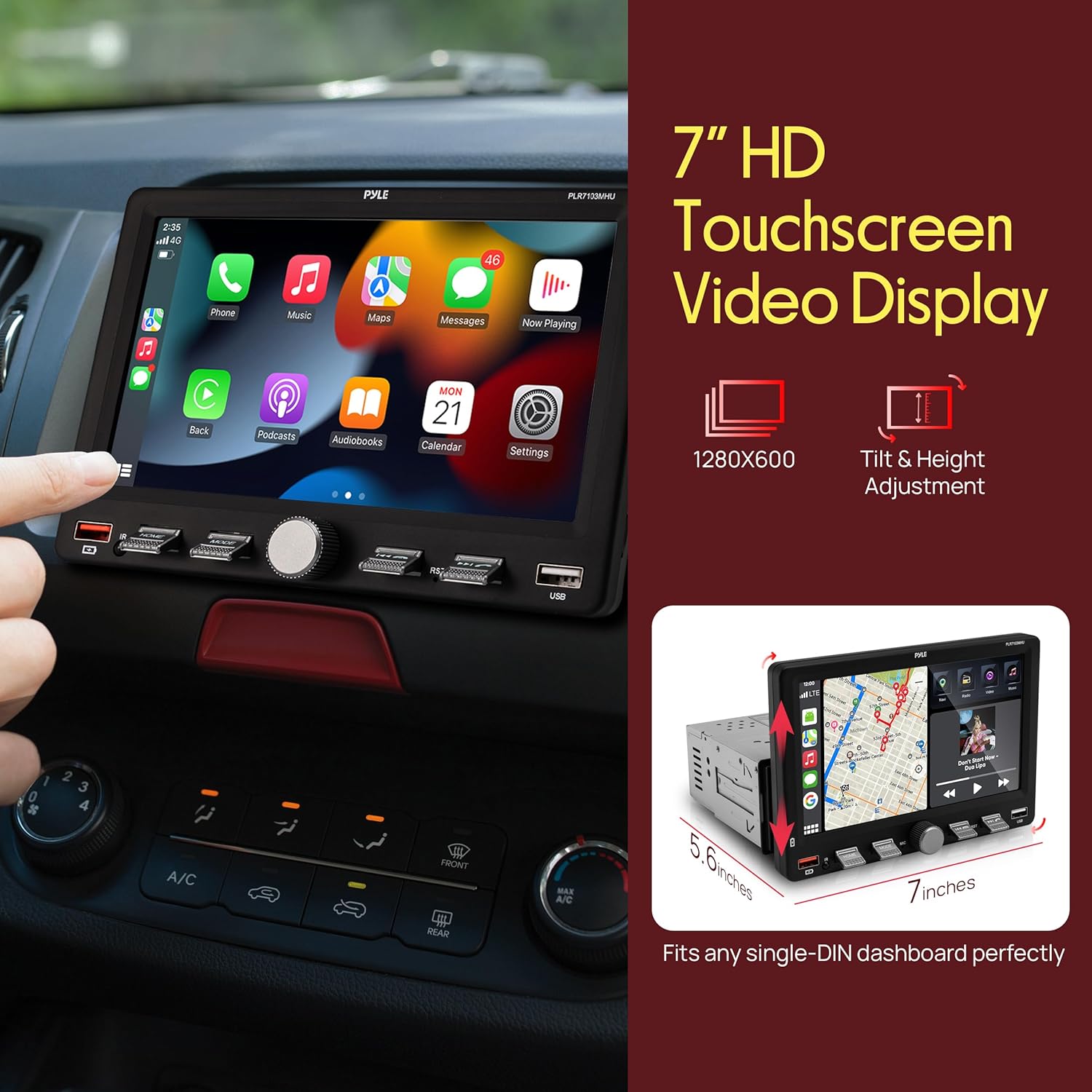 Pyle PLR7103MHU touchscreen with Apple CarPlay