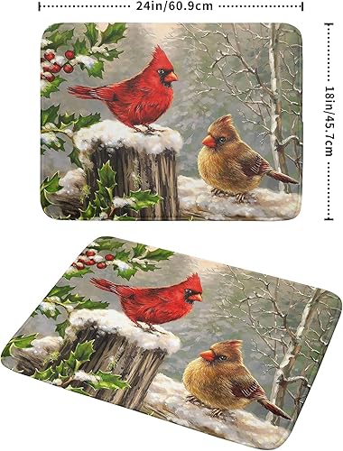Miniatura 2 de Winter Cardinals - Tapete de secado de platos para encimera de cocina, tapete de secado de platos de microfibra Merry Christmas de 18 x 24 pulgadas,